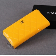 シャネル CHANEL ブリリアント ラウンドファスナー長財布 財布 エナメル イエロー A50105