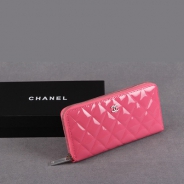 シャネル CHANEL ブリリアント ラウンドファスナー長財布 財布 エナメル ピンク A50105