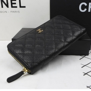 シャネル　マトラッセ　財布　CHANEL　キャビアスキン　ラウンドファスナー 長財布　ブラック　A50097