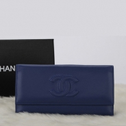 シャネル 財布 CHANEL Wホック長財布 ラムスキン ブルー A48983
