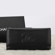シャネル 財布 CHANEL Wホック長財布 ラムスキン ブラック A48983