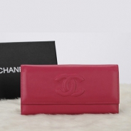 シャネル 財布 CHANEL Wホック長財布 ラムスキン ローズ A48983