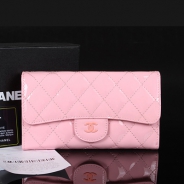 シャネル CHANEL 長財布 三つ折り ココマーク マトラッセ キルティング エナメル ピンク A31506