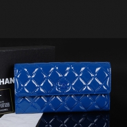シャネル 長財布 CHANEL シャネル 財布 二つ折りフラップ マトラッセ キルティング エナメル ブルー A50096