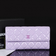 シャネル 長財布 CHANEL シャネル 財布 二つ折りフラップ マトラッセ キルティング エナメル ライラック A50096