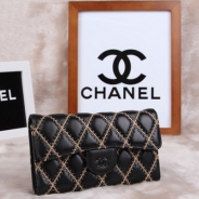 シャネル CHANEL 長財布 3折 タイムレスクラシック マトラッセ ゴールドライン ラムスキン ブラック A46518