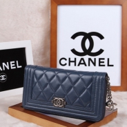 シャネル 長財布 財布  ラウンドファスナー レディース BOY CHANEL/ボーイシャネル ラムスキン キルティング マトラッセ ブルー A48652