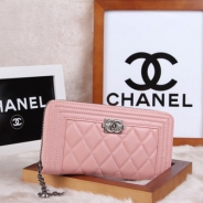 シャネル 長財布 財布  ラウンドファスナー レディース BOY CHANEL/ボーイシャネル ラムスキン キルティング マトラッセ ピンク A48652