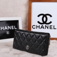 シャネル CHANEL ラウンドファスナー財布 長財布 マトラッセ レディース ラムスキン ブラック*クラレット A68931