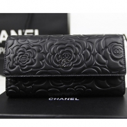 シャネル 財布 人気 レディース CHANEL 長財布 カメリア 黒 A50084-2
