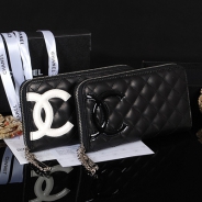 シャネル 長財布 CHANEL シャネル 財布 ラウンドファスナー カンボンライン レザー ココマーク キルティング ブラック×ピンク A50078a/A50078b