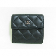 CHANEL（シャネル）Wホック財布 ラムスキン ブラック A48980