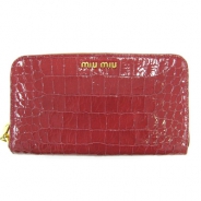 miu miu（ミュウミュウ）ラウンド長財布/型押しカーフ/アザレア【新品】(5M0506STAMPACOCCO)