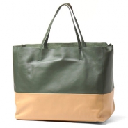 セリーヌ/CELINE/ レザー トートバッグ/CABAS /オリーブグリーン×ベージュ16926-3ebt-31gn