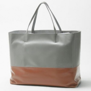 セリーヌ/CELINE/ レザー トートバッグ/CABAS カバ /グレー×ブラウン6926-3ebt-10gr