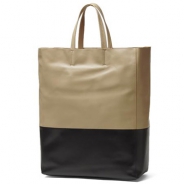 セリーヌ/CELINE/ レザー トートバッグ/CABAS カバ /クレイベージュ×ブラック16555-3ebt-15lk 