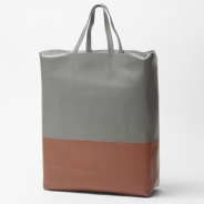 セリーヌ/CELINE/ レザー トートバッグ/CABAS カバ /グレー×ブラウン16555-3ebt-10gr