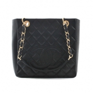 シャネル CHANEL キャビアスキン ショルダーバッグ ブラック＆ゴールド A50994