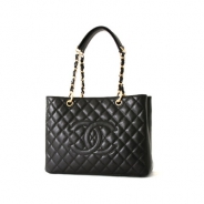 シャネル CHANEL キャビアスキン トートバッグ ブラック＆ゴールド A20995