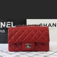 シャネル CHANEL マトラッセライン キャビアスキン ショルダーバッグ レッド×シルバー金具 A1119