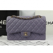 シャネル CHANEL マトラッセライン キャビアスキン ショルダーバッグ グレーとパープル×ゴールド金具 A1113