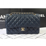 シャネル CHANEL マトラッセライン キャビアスキン ショルダーバッグ ディープブルー×ゴールド金具 A1112/A1113