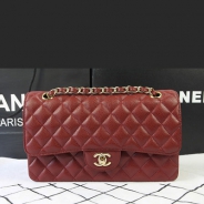 シャネル CHANEL マトラッセライン キャビアスキン ショルダーバッグ クラレット×ゴールド金具 A1112