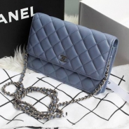 CHANEL(シャネル)/チェーンウォレット/ショルダーバッグ/ライトブルー/エナメル/A33814-17