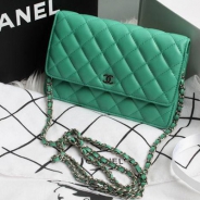 CHANEL(シャネル)/チェーンウォレット/ショルダーバッグ/グリーン/エナメル/A33814-11