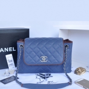 シャネル CHANEL キャビアスキン トートバッグ ブルー＆ヴィンテージ金具 A90456