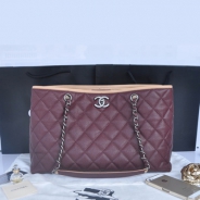 シャネル CHANEL キャビアスキン トートバッグ ワインレッド＆ヴィンテージ金具 A90454-1