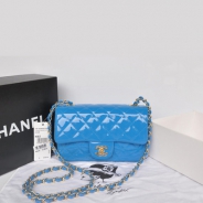 シャネル CHANEL マトラッセライン エナメル ショルダーバッグ ライトブルー A1116-9