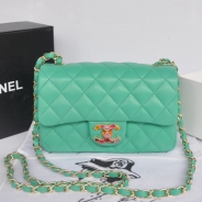シャネル CHANEL マトラッセライン ラムスキン カラーストーン ショルダーバッグ ライトグリーン＆シャンパンゴールド A49258-2