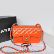 シャネル CHANEL マトラッセライン エナメル ショルダーバッグ オレンジ A1116-4