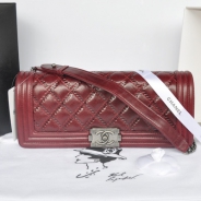 シャネル CHANEL ラムスキン ショルダーバッグ ガーネット A66381-2