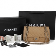 CHANEL/シャネル 金具付きチェーンショルダーバッグ ベージュ×シルバー金具 /ゴールド金具 CH042111