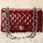 CHANEL/シャネル 金具付きチェーンショルダーバッグ ボルドー ×シルバー金具 /ゴールド金具 CH042108