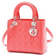 クリスチャンディオール/Christian Dior/ ロゴチャーム付きハンドバッグ(２ＷＡＹ仕様)/LADY DIOR レディディオール /クリアコーラルvrb44551 m318
