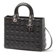 クリスチャンディオール/Christian Dior/ ロゴチャーム付きハンドバッグ(２ＷＡＹ仕様)/Lady Dior レディディオール /ブラックcal44561 n0
