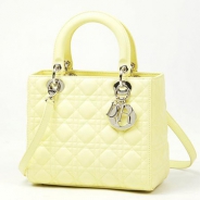 クリスチャンディオール/Christian Dior/ ロゴチャーム付きハンドバッグ(2WAY仕様)/LADY DIOR レディディオール /Jaune pale cal44551 m222