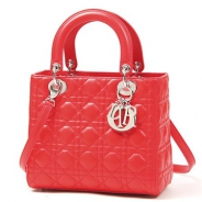 クリスチャンディオール/Christian Dior/ ロゴチャーム付きハンドバッグ(2WAY仕様)/LADY DIOR レディディオール/Geranium cal44551 m271
