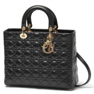 クリスチャンディオール/Christian Dior/ レザーハンドバッグ（２ＷＡＹ仕様）/Lady Dior レディディオール /ブラック×ゴールドcal44560 no