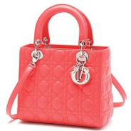 クリスチャンディオール/Christian Dior/ ロゴチャーム付きハンドバッグ(２ＷＡＹ仕様)/LADY DIOR レディディオール /クリアコーラルcal44551 m318