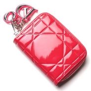 クリスチャンディオール/Christian Dior/ ロゴチャーム付き ラウンドファスナー コインケース/TUTTI MINI ZIP CAN CAL /レッドs0095 pvdc 271