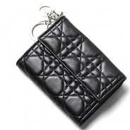 クリスチャンディオール/Christian Dior/ ２つ折り財布[小銭入れ付き]/レディディオール LADY DIOR /ブラックcal43058p noa3