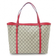 グッチ トートバッグ GUCCI ショルダーバッグ BORSA GUCCI NICE/グッチニース PVC キャンバス ベージュ×ハイビスカスレッド 309613 KGD6G 9778