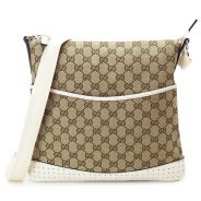 グッチ ショルダーバッグ GUCCI メッセンジャーバッグ GG柄キャンバス ベージュ×オフホワイト 145857 FW99R 9761/PK1