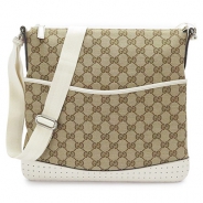 グッチ ショルダーバッグ GUCCI メッセンジャーバッグ GG柄キャンバス ベージュ×オフホワイト 145857 FW99R 9761/PK2