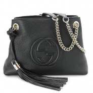 グッチ トートバッグ GUCCI チェーンショルダーバッグ BORSA SOHO/ソーホー タッセル レザー ブラック 387043 A7M0G 1000