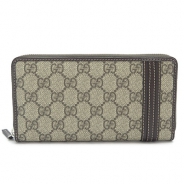 グッチ 長財布 GUCCI 財布 ラウンドファスナー GGスプリーム キャンバス ウェブ レザー ベージュ×ダークブラウン 308009 KGD6N 9643